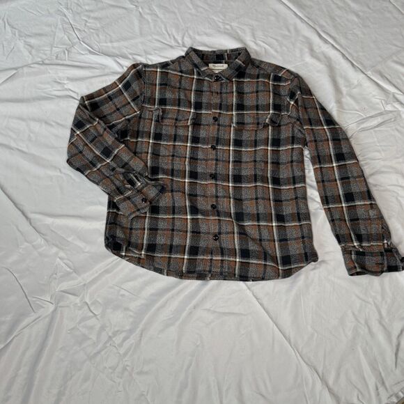 Madewell Perfect Fit Large‎ Men’s Flannel Shirt Super Soft Gray Plaid Button Up - Picture 1 of 6